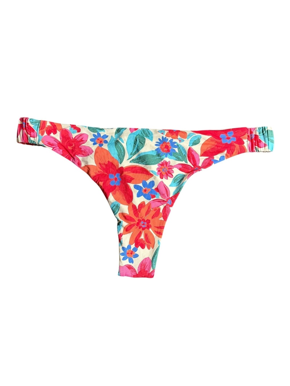 ROXY floral stretch sides thong very cheeky skimpy bikini bottom $40 NWT